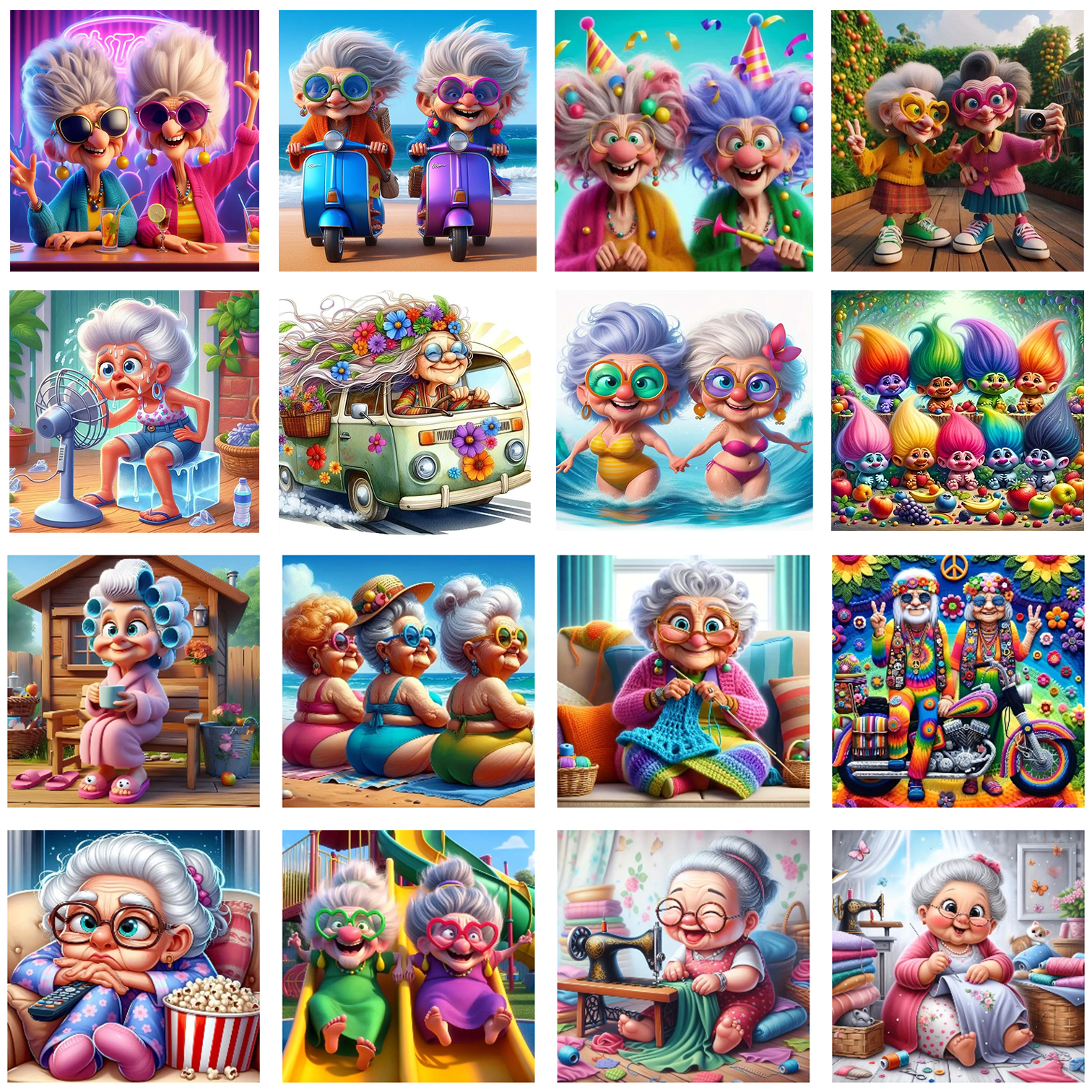 Photography Design - DIY Diamond Painting Fashion Old Woman