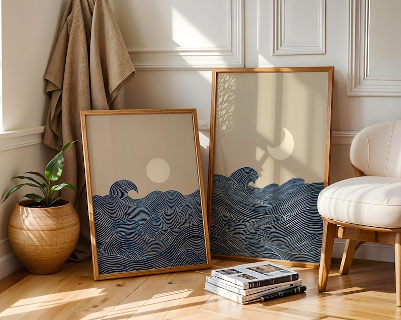 2pcs Japandi Minimalist Moon C - Photography Design บทวิจารณ์และราคา