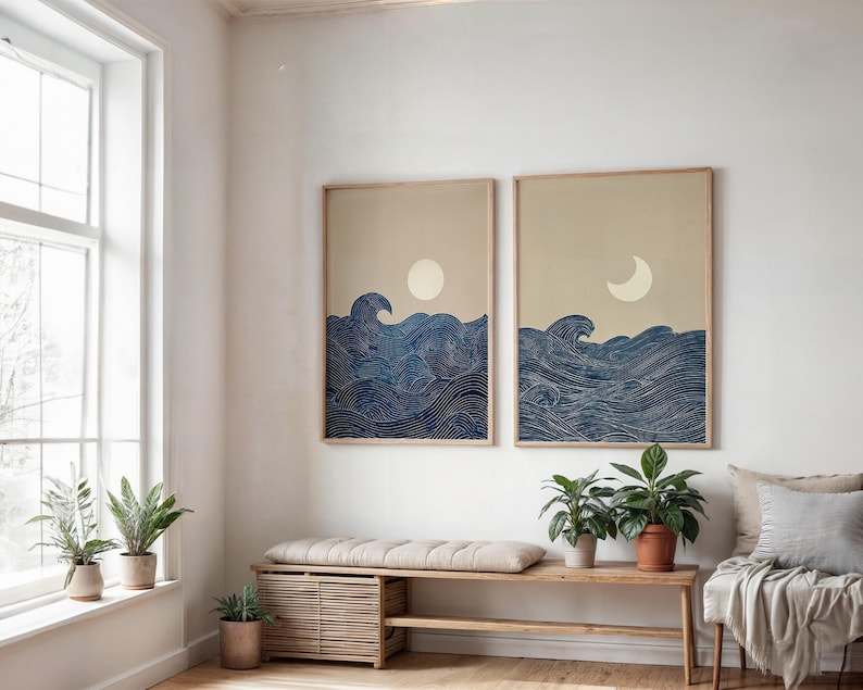 2pcs Japandi Minimalist Moon C - Photography Design บทวิจารณ์และราคา