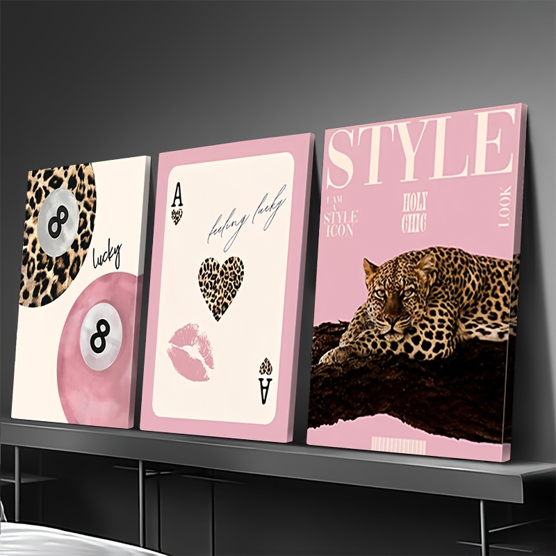 3pcs Leopard Cheetah Canvas Wa - Photography Design บทวิจารณ์และราคา