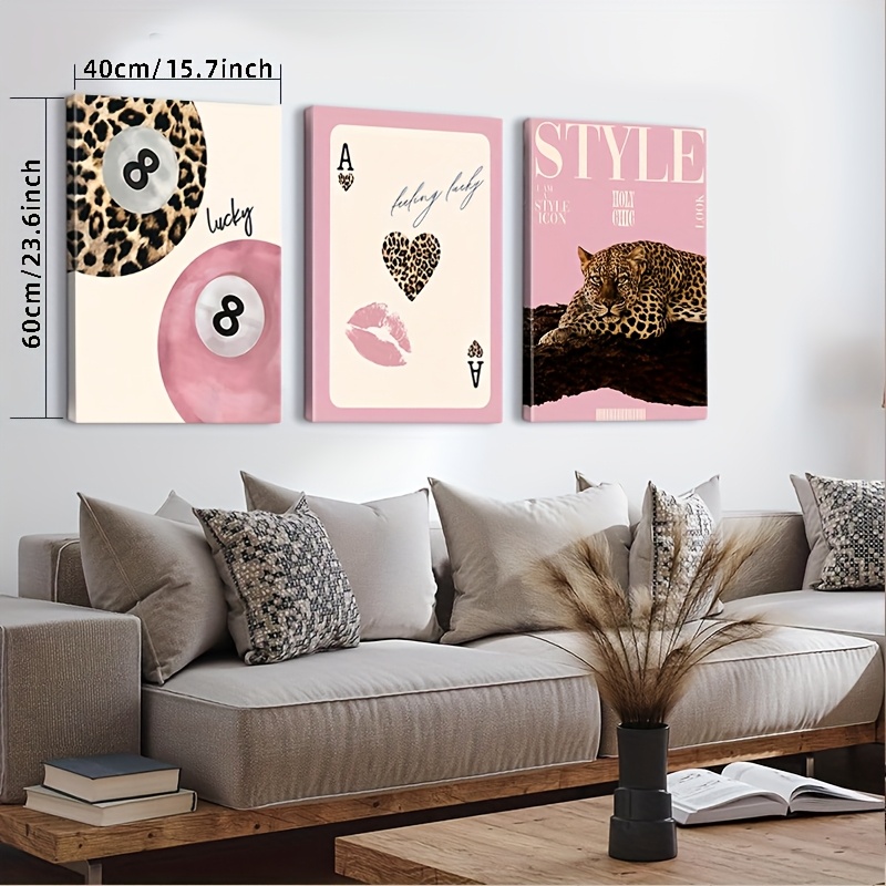 3pcs Leopard Cheetah Canvas Wa - Photography Design บทวิจารณ์และราคา