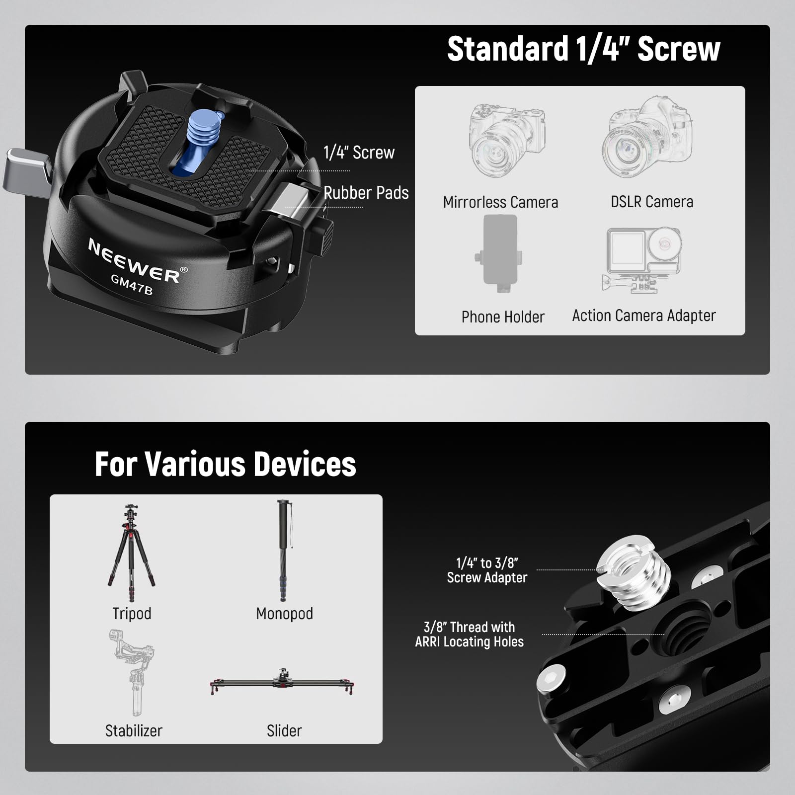 Neewer GM47 Quick Release Plat - Peak Design Clip บทวิจารณ์และราคา