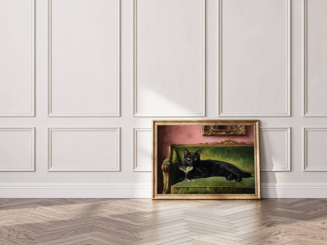 Black Cat Martini Oil Painting - Photography Hobby บทวิจารณ์และราคา