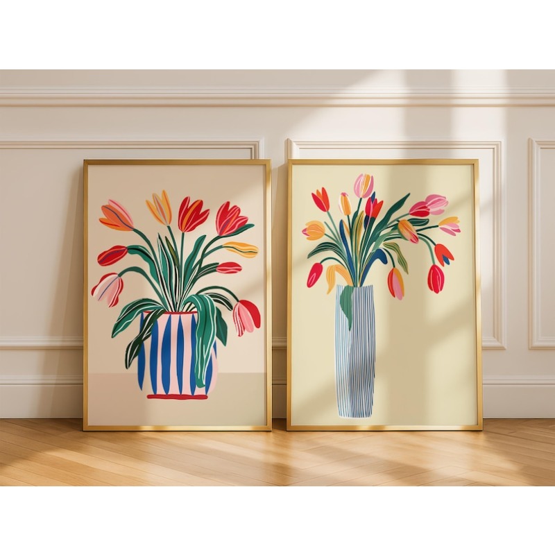 2pcs Tulip Flowers Canvas Wall - Photography Design บทวิจารณ์และราคา