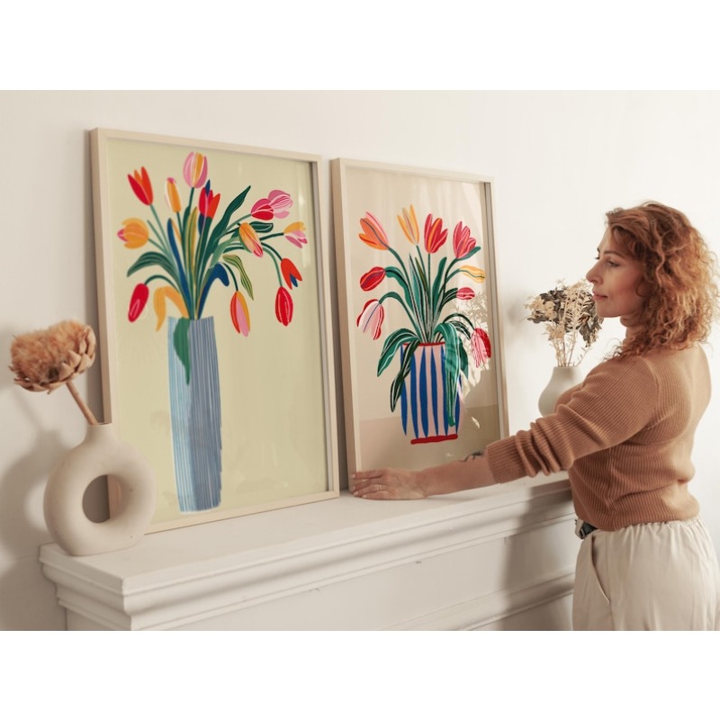2pcs Tulip Flowers Canvas Wall - Photography Design บทวิจารณ์และราคา