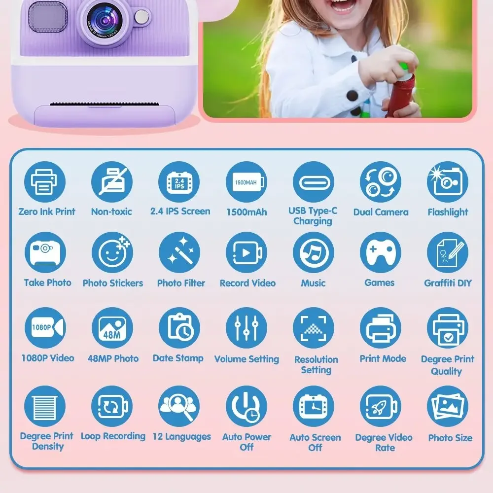 Kids Mini Instant Print Camera - Photography And Videography บทวิจารณ์และราคา