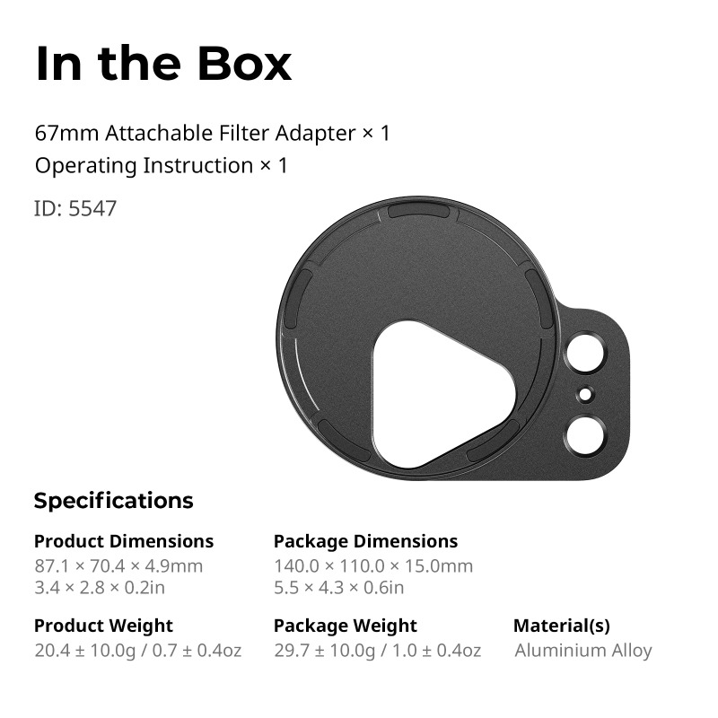 SmallRig FilMov Attachable 67m - Photography Kit Pro บทวิจารณ์และราคา