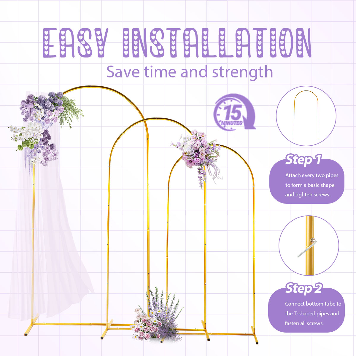 3Pack Golden Metal Arch Kits,  - Backdrop Stand Kit บทวิจารณ์และราคา