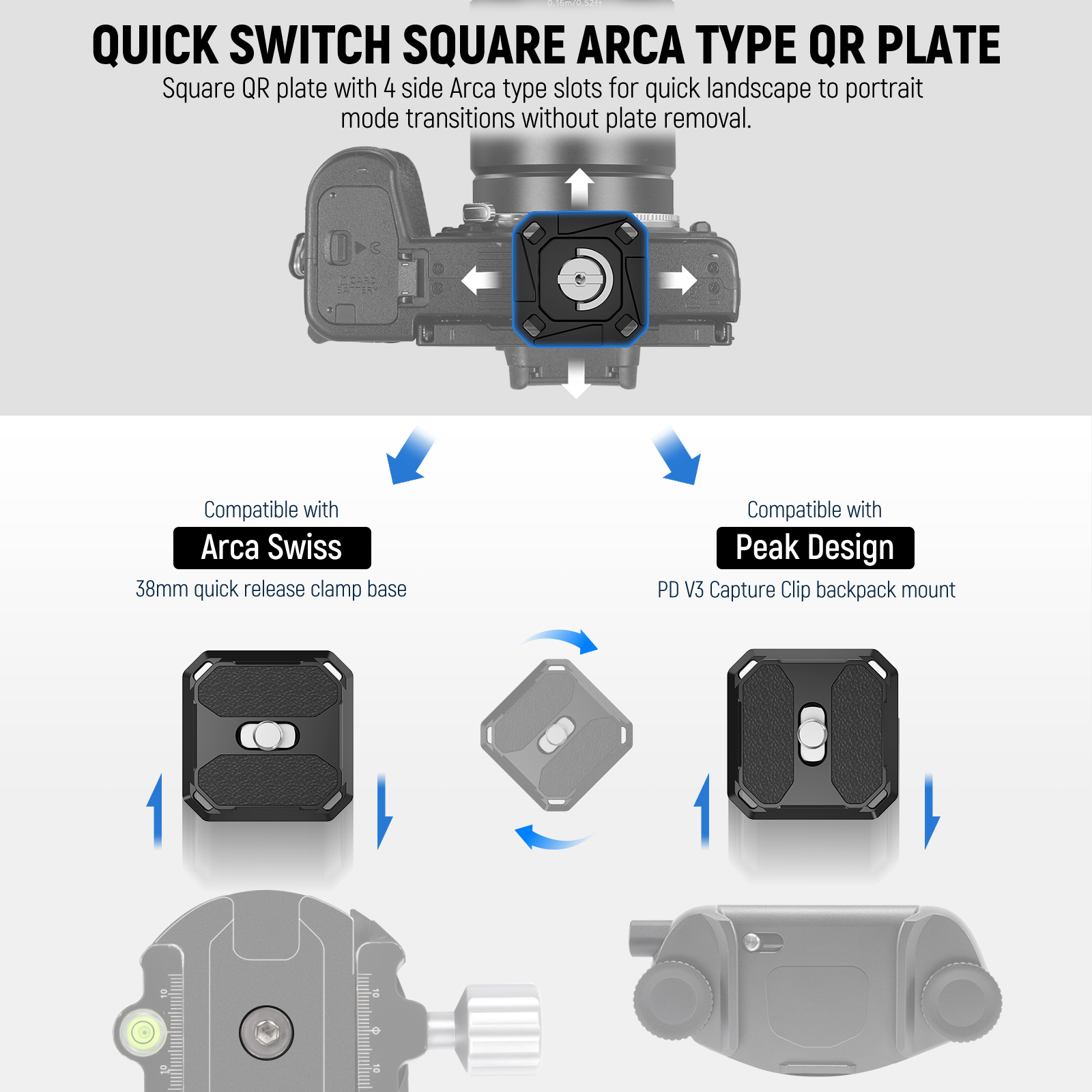Neewer Quick Release Plate 38m - Peak Design Clip บทวิจารณ์และราคา